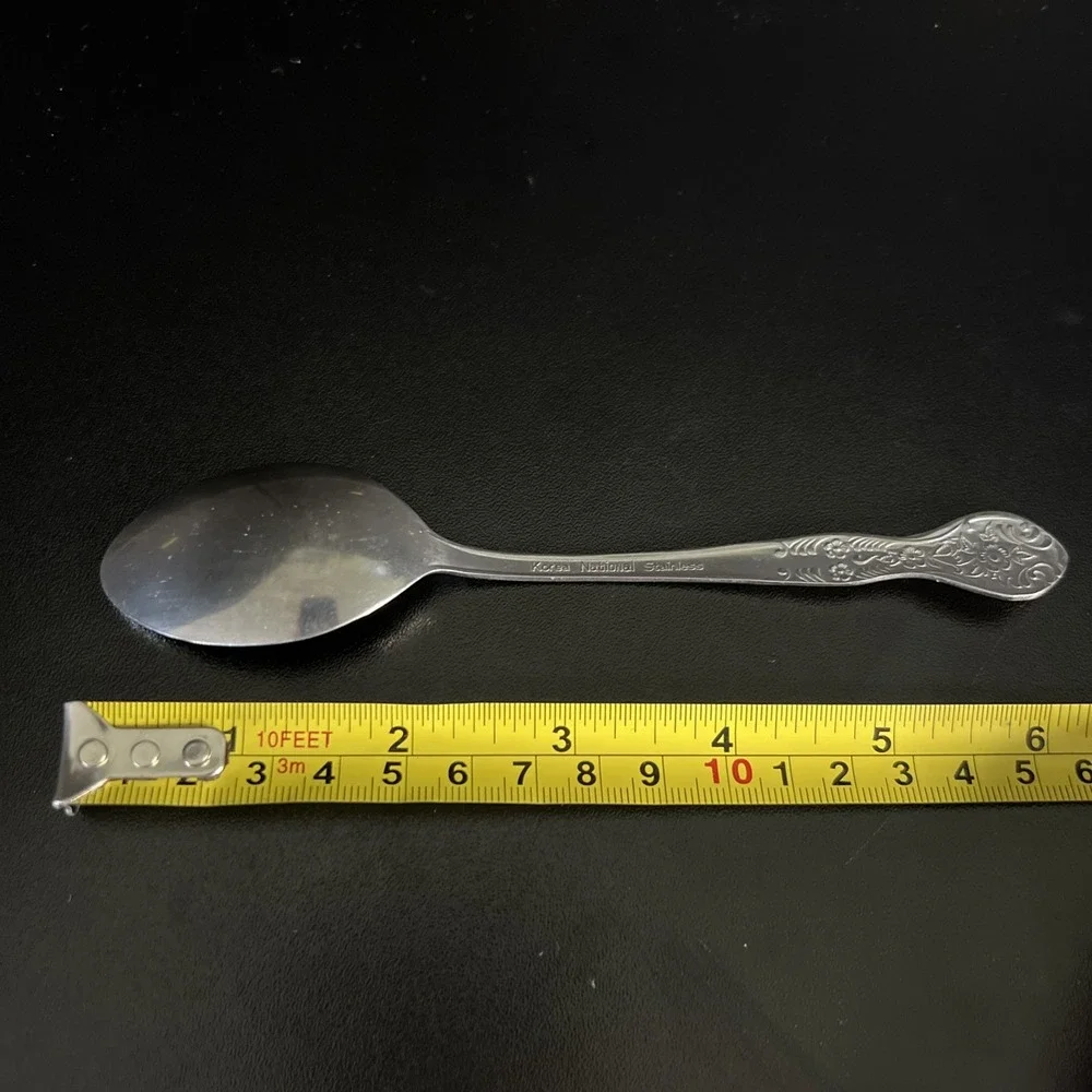 FLOWER & SCROLL 5‎ O'CLOCK SPOON BY NATIONAL STAINLESS KOREA TEASPOON